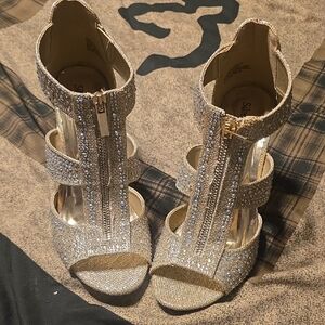 Shimmering Gold Strappy Heels Never Worn